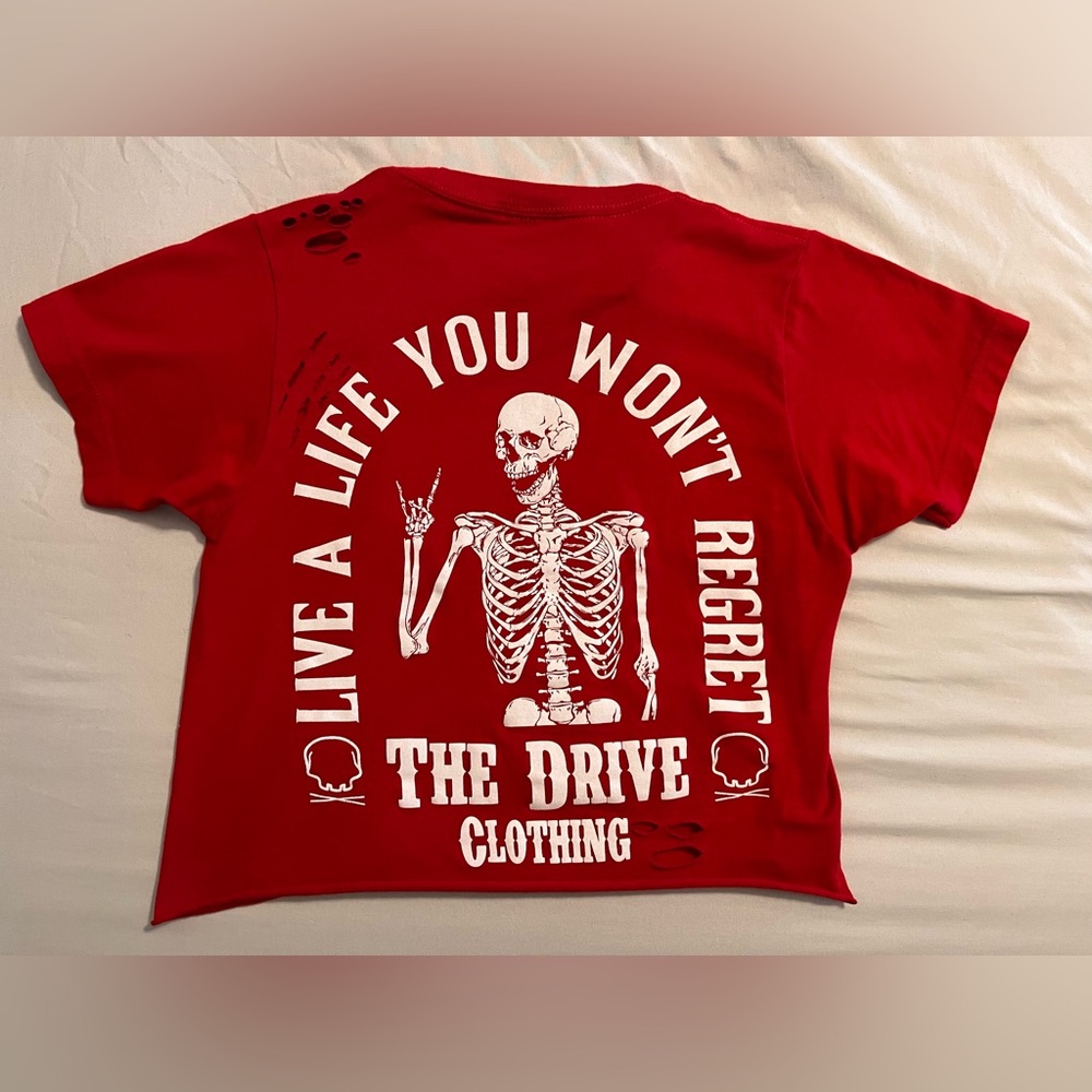 The Drive Clothing Red Skeleton Crop Top